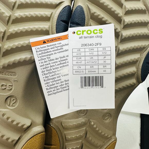 Crocs Classic All Terrain Clog Khaki Tan Outdoor Water Shoes | Men’s Size 12 US main image 8